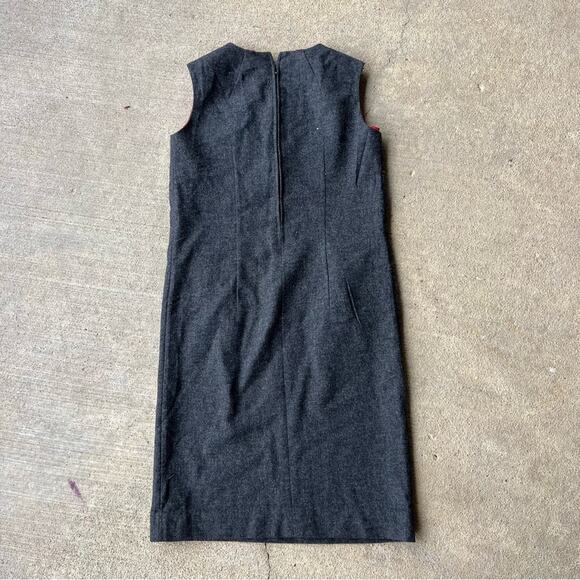 Vintage 60s Pendleton Woolen Mills Gray Wool Boat Neck Sleeveless Sheath Dress - Picture 3 of 13